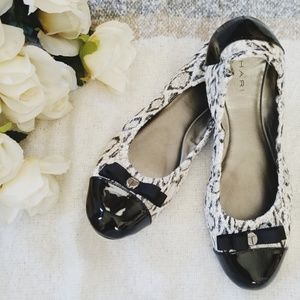 Tahari Snakeskin Gibson Flats